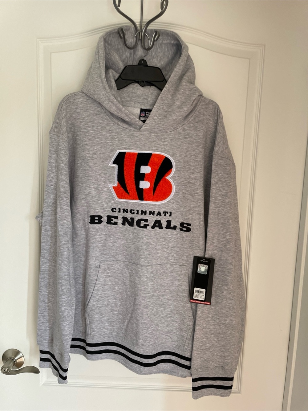 NWT Cincinnati  Bengals NFL Team Apparel Hoodie Sweatshirt Gray Pullover Size XL